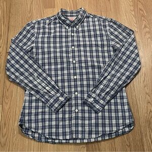 J. Press Boys Large Long Sleeve Button Down Shirt Blue Gray Plaid Preppy